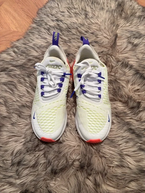 Nike women’s' Air Max 270 React White Neon Yellow Pink Sneakers - Picture 5 of 6